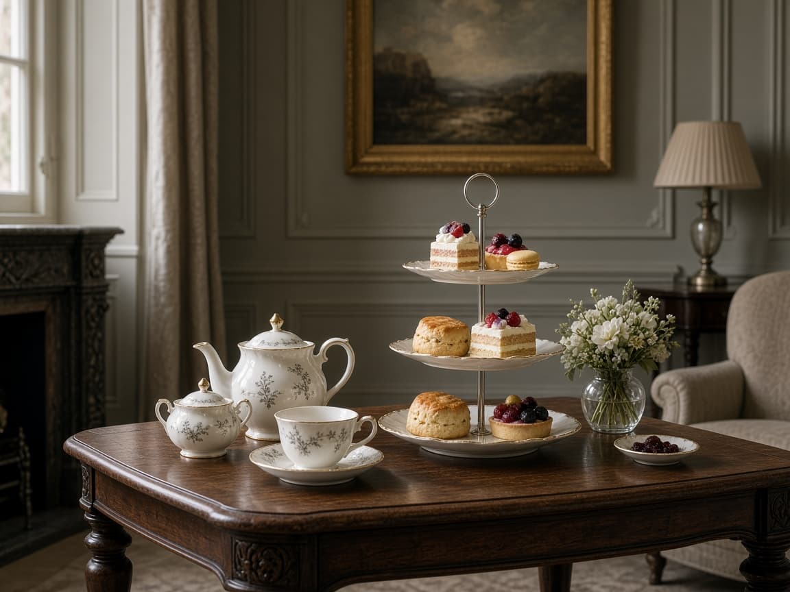 Afternoon tea service in the drawing room